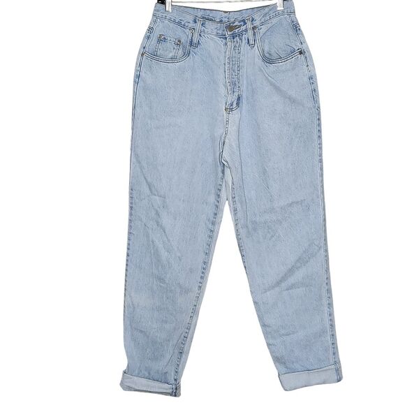 London London Vintage 90s Tapered Denim Jeans Rolled Cuff High Rise UK14/US 10 - Picture 1 of 10